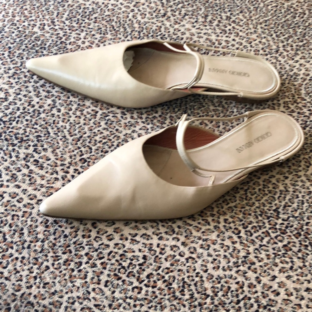 authentic Giorgio Armani beige leather mule shoes